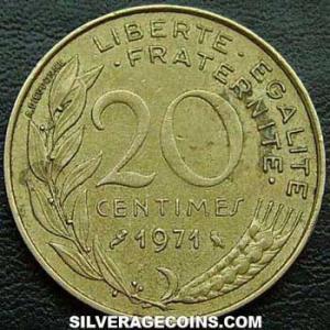 1971 French 20 New Centimes (Reverse)