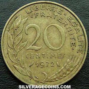 1972 French 20 New Centimes (Reverse)