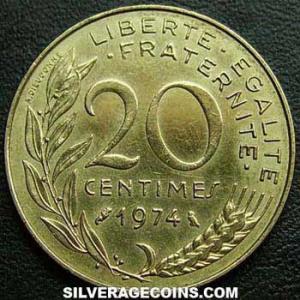 1974 French 20 New Centimes (Reverse)