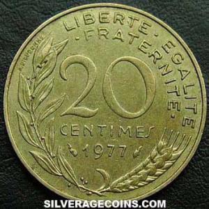 1977 French 20 New Centimes (Reverse)