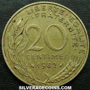 1982 French 20 New Centimes (Reverse)