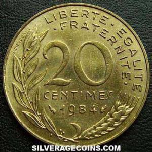 1984 French 20 New Centimes (Reverse)