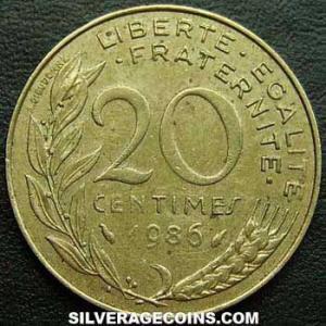 1986 French 20 New Centimes (Reverse)
