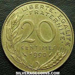 1990 French 20 New Centimes (Reverse)