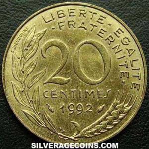 1992 French 20 New Centimes (Reverse)
