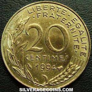 1994 (bee) French 20 New Centimes (Reverse)