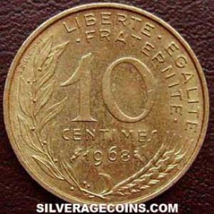 1968 French 10 New Centimes (Reverse)