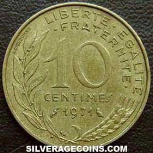 1971 French 10 New Centimes (Reverse)