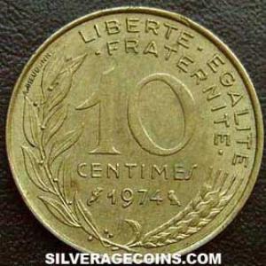 1974 French 10 New Centimes (Reverse)