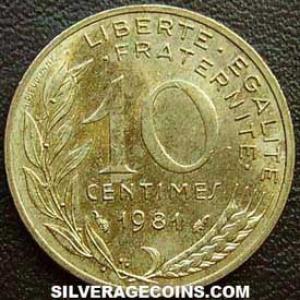 1981 French 10 New Centimes (Reverse)