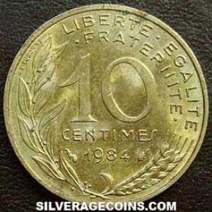 1984 French 10 New Centimes (Reverse)