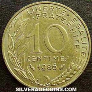 1986 French 10 New Centimes (Reverse)
