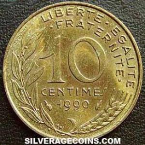 1990 French 10 New Centimes (Reverse)