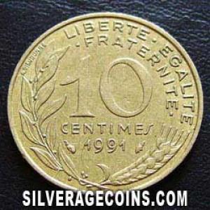 1991 French 10 New Centimes (Reverse)