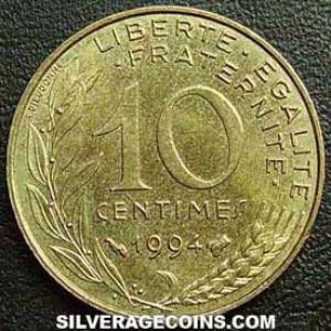 1994 (bee) French 10 New Centimes (Reverse)