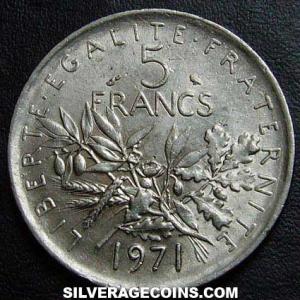 1971 French 5 New Francs (Reverse)