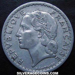 1945 open 9 French Aluminium 5 Francs (Obverse)