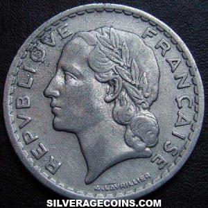 1947 open 9 French Aluminium 5 Francs (Obverse)