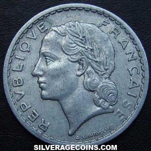 1949 B closed 9 French Aluminium 5 Francs (Obverse)