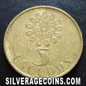 1990 Portuguese 5 Escudos (nickel-brass) (Reverse)