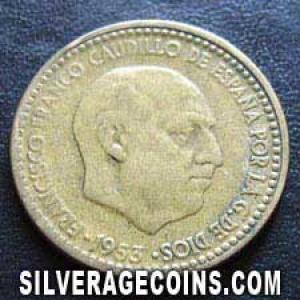 1953 (54) Franco Spanish Peseta (Obverse)