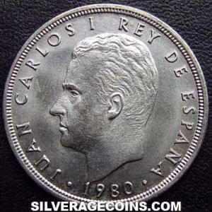 1980 (80) Juan Carlos I Spanish 5 Pesetas ('82 World Cup) (Obverse)