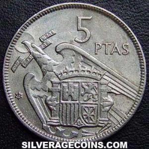 5 Pesetas Españolas de Franco 1957 (61) (Reverso)