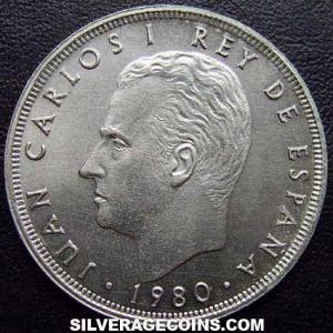 1980 (80) Juan Carlos I Spanish 25 Pesetas ('82 World Cup) (Obverse)