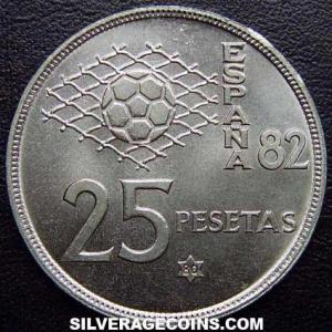 1980 (80) Juan Carlos I Spanish 25 Pesetas ('82 World Cup) (Reverse)