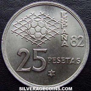 1980 (81) Juan Carlos I Spanish 25 Pesetas ('82 World Cup) (Reverse)