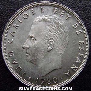 1980 (82) Juan Carlos I Spanish 25 Pesetas ('82 World Cup) (Obverse)