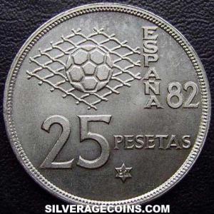 1980 (82) Juan Carlos I Spanish 25 Pesetas ('82 World Cup) (Reverse)