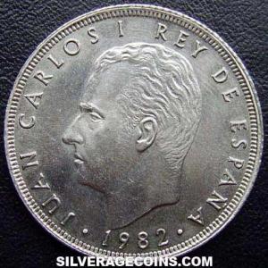 1982 Juan Carlos I Spanish 25 Pesetas (Obverse)