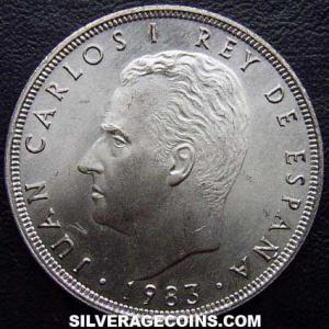 1983 Juan Carlos I Spanish 25 Pesetas (Obverse)