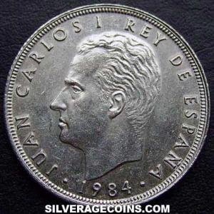 1984 Juan Carlos I Spanish 25 Pesetas (Obverse)
