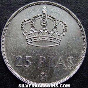 1984 Juan Carlos I Spanish 25 Pesetas (Reverse)