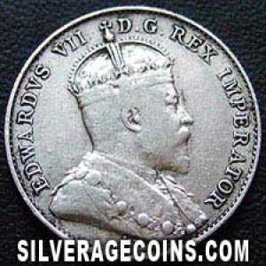 10 Céntimos "Dime" de Plata Canadienses de Eduardo VII 1903 H (Anverso)