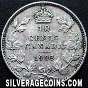 10 Céntimos "Dime" de Plata Canadienses de Eduardo VII 1903 H (Reverso)