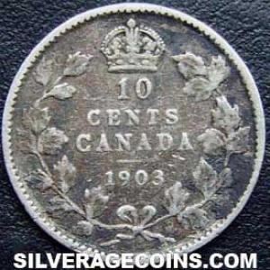 10 Céntimos "Dime" de Plata Canadienses de Eduardo VII 1903 (Reverso)