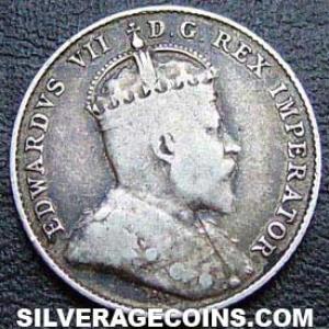 1904 Edward VII Canadian Silver "Dime" 10 cents (Obverse)