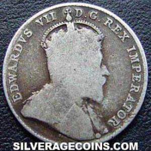1905 Edward VII Canadian Silver "Dime" 10 cents (Obverse)