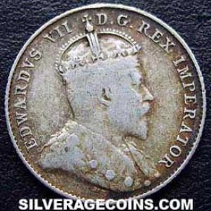 1907 Edward VII Canadian Silver "Dime" 10 cents (Obverse)