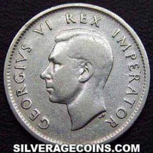 6 Peniques de Plata Sudafricanos de Jorge VI 1938 (Anverso)