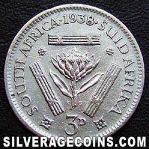 1938 George VI South African Silver Threepence (Reverse)