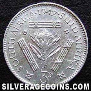 1942 George VI South African Silver Threepence (Reverse)
