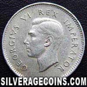 1943 George VI South African Silver Threepence (Obverse)