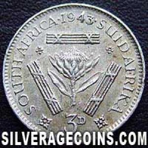 1943 George VI South African Silver Threepence (Reverse)