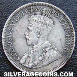 10 Céntimos "Dime" de Plata Canadienses de Jorge V 1916 (Anverso)