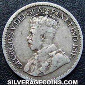 10 Céntimos "Dime" de Plata Canadienses de Jorge V 1918 (Anverso)