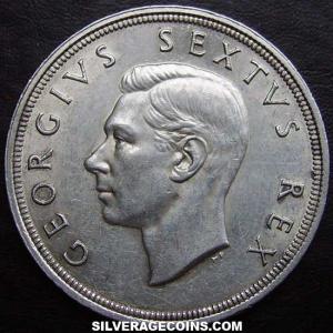 1948 George VI South African Silver 5 Shillings (Obverse)